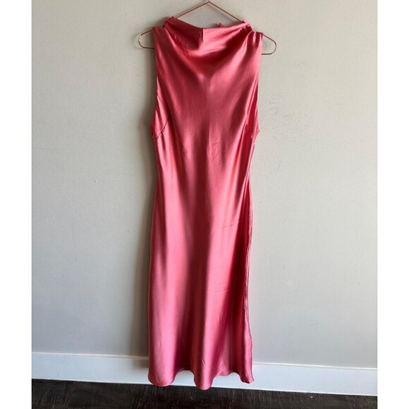 ZARA Women’s Pink Satin Cowl Neck Midi Dress Elegant Bloggers Favorite Size M NW - Picture 3 of 12
